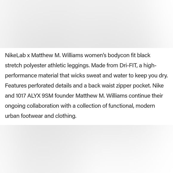 Nike X Matthew M. Williams Leggings. Sz XL. Black. NWT. - Picture 8 of 11
